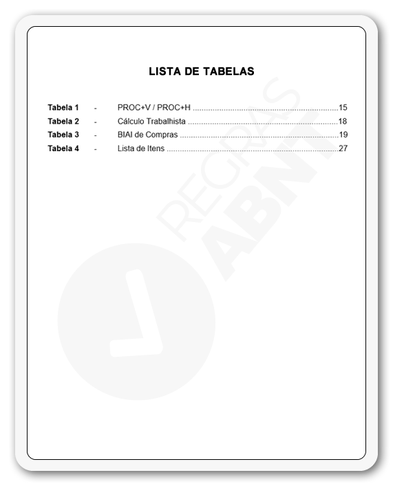 Lista De Tabelas Como Fazer A Lista De Tabelas No Word 0241